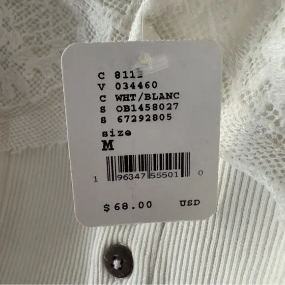 Free People Have My Heart Tank Corset Top Cropped White Lace Button-Up Crop NWT - Picture 7 of 16